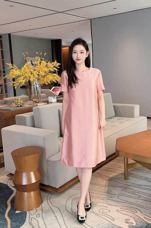 茧型优雅高级洋气纯色圆领显瘦直筒连衣裙 商品图4
