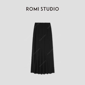 ROMI STUDIO“简约优雅”黑色轻薄哑光雾感鱼尾半身裙 RWCRX42210