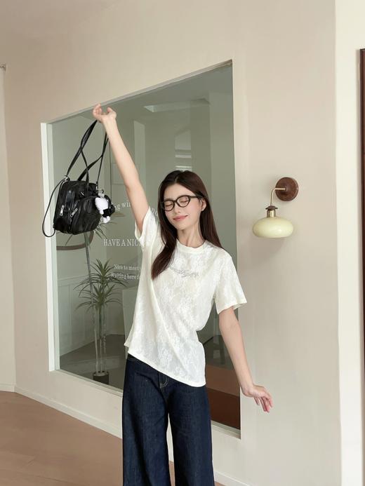 【YW】无忧购法式温柔圆领百搭显瘦蕾丝上衣X617（截单后3-7天发货) 商品图1