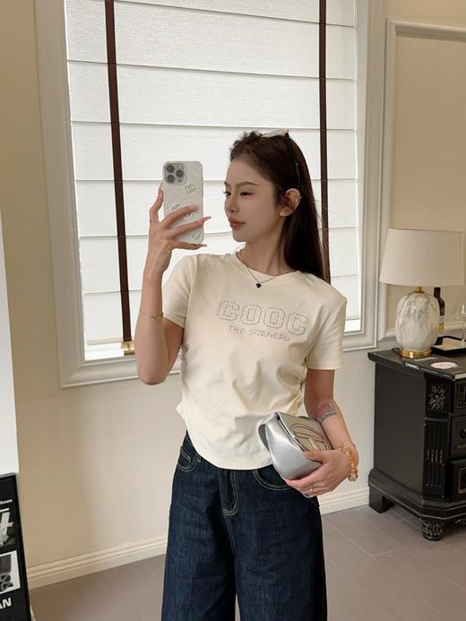 【YW】无忧购“清仓大促”韩版复古休闲重工烫钻短袖T恤X605/2401（截单后3-5天发货) 商品图3