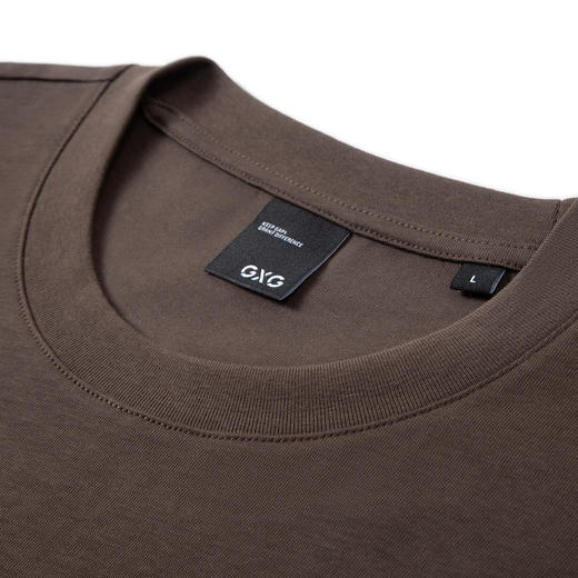 GXG男装 深棕色后背印花潮流时尚圆领短袖T恤男上衣 24年夏季热卖 商品图2