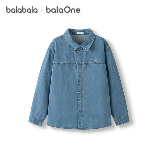 巴拉巴拉儿童衬衫男童女童长袖大童2025新款秋装全棉牛仔时尚百搭 商品图4