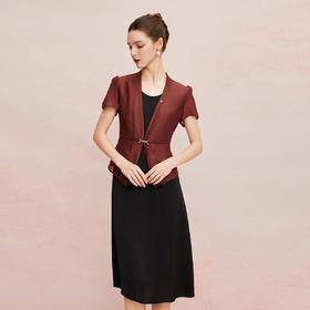 QF8C9斯尔丽25新款时尚女夏季修身百搭连衣裙搭短袖外套套装