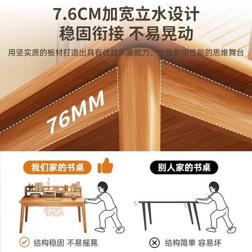 【臻选实木 简约美学习桌📚】臻选实木稳固更健康 不晃的学习神器！实木写字桌+书架一体，15分钟轻松安装✨书桌书架一体桌学生家用学习写字桌卧室台式电脑桌实木腿 办公桌子 商品图3