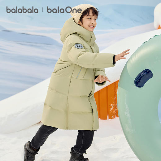 巴拉巴拉儿童羽绒服中长款冬加厚外套男女童连帽亲子装防风防泼水 商品图1