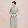 QF8C1斯尔丽25新款优雅端庄显瘦轻薄雪纺落肩连衣裙 商品缩略图5