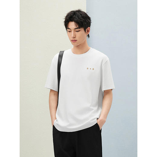 25夏季热卖GXG男装双色刺绣小标休闲简约宽松圆领短袖T恤 商品图2