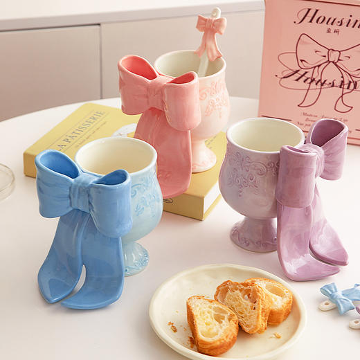 摩登主妇蝴蝶结马克杯生日礼物咖啡杯浮雕陶瓷杯子家用伴手礼水杯 商品图2