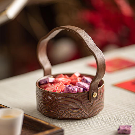 【祥云手提款果篮】陶瓷复古手提果篮家用零食糖果盒精致高端轻奢坚果水果篮点心盘子 商品图4