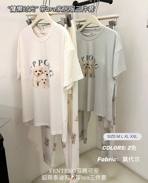 会呼吸的家居遛弯三件套睡衣超萌泰迪狗带胸垫三件套 商品图1