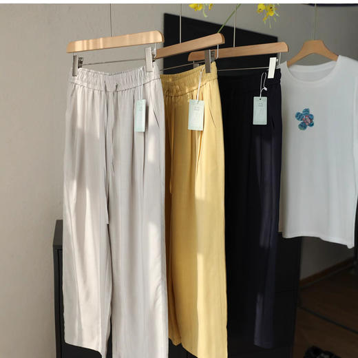 100莱赛尔！2025凉爽呼吸薄款垂顺松紧腰宽松休闲直筒九分阔腿裤女夏款 商品图1