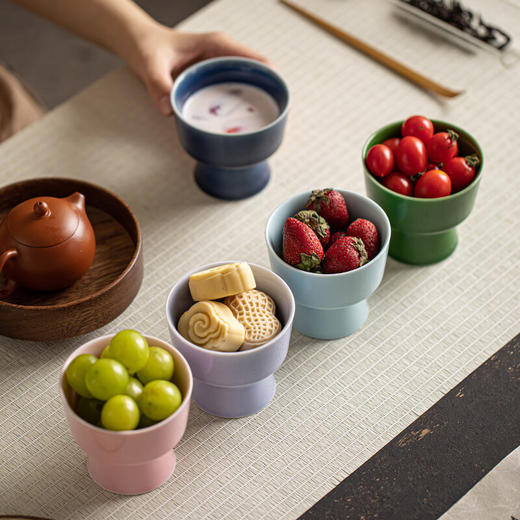 【风和小果碗】中式复古茶点盘精致高足干果点心盘高脚水果盘零食糖果甜品台家用 商品图1