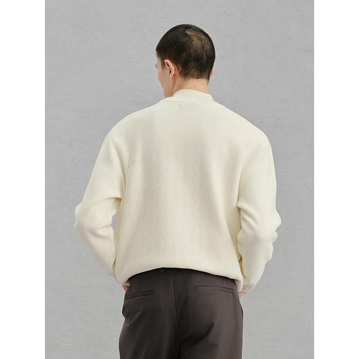 GXG男装 白色肌理提花毛衣通勤针织衫  热卖毛衣G24X204017 商品图4