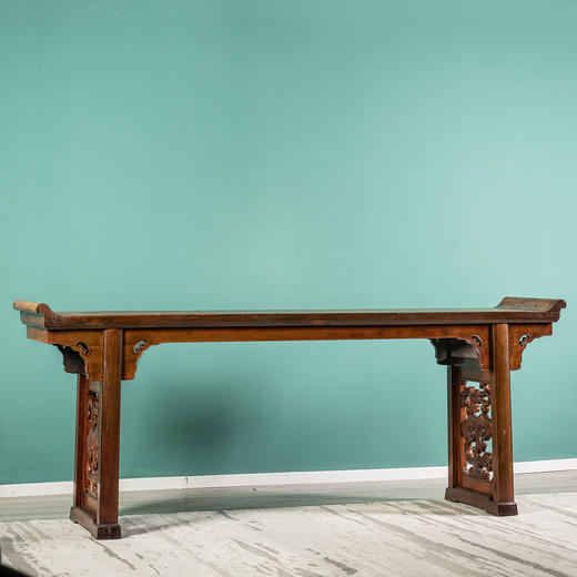 清	红木一块玉透雕灵芝纹大翘头案 商品图0