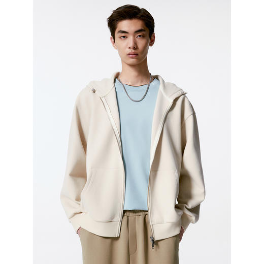 GXG男装 卡其色宽松时尚基础连帽卫衣男士24年秋季热卖G24X313017 商品图4