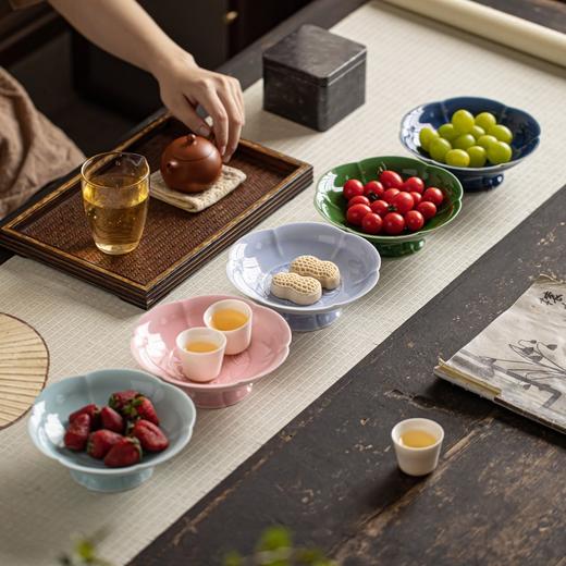 【高脚海浪六瓣盘】中式禅意茶点盘高脚点心盘家用陶瓷干果坚果托盘精致水果盘子 商品图1