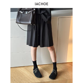 棉仓3631517008-IACHOE小个子时尚夏季黑色薄款半身裙短裙