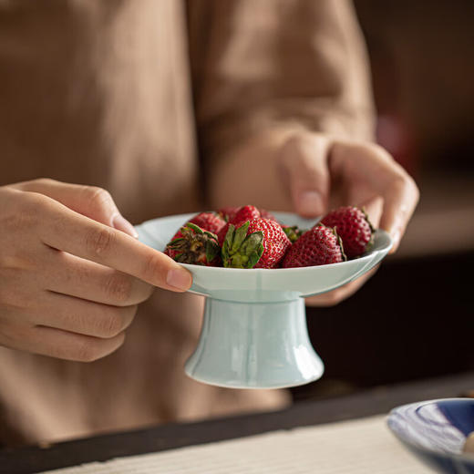 【风韵高脚盘】陶瓷高脚盘茶点盘供盘点心盘复古禅意零食小吃碟中式糖果盘水果盘 商品图3