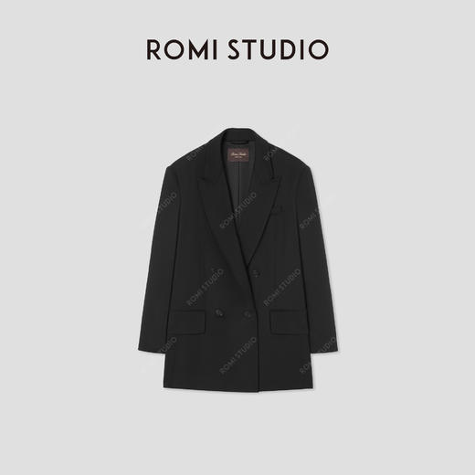 ROMI STUDIO“自我轮廓”绵羊毛混纺双排扣廓形西装外套RW24AWG1135 商品图4