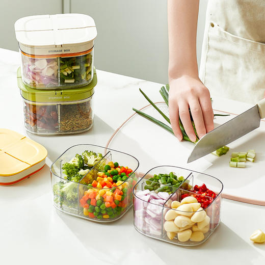 摩登主妇葱姜蒜收纳盒葱花香菜分格保鲜盒厨房专用食品级备菜神器 商品图0