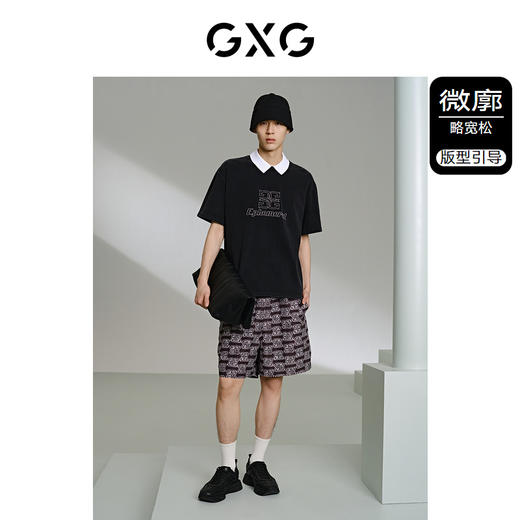 GXG男装 深灰色水洗圆领短袖T恤 夏季热卖T恤 G24X442032 商品图1