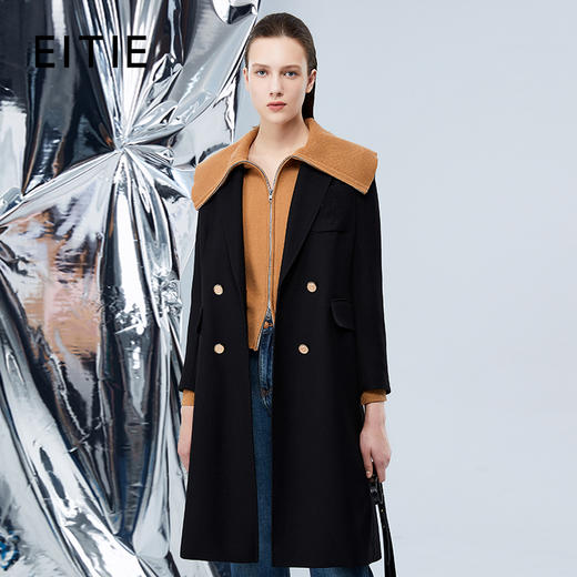 EITIE爱特爱冬季新款气质翻领中长款大衣外套7614319 商品图1