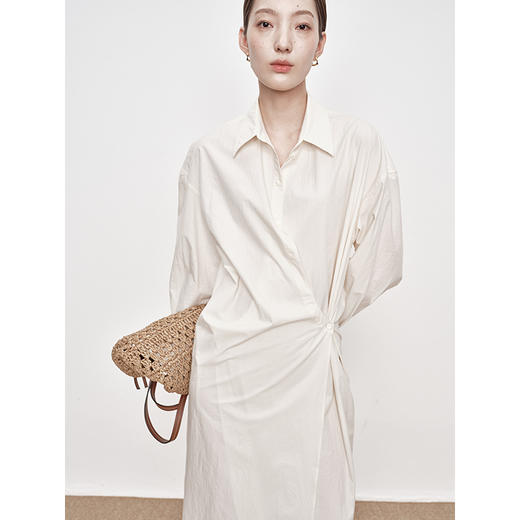 UMILAB｜弦月*高智通勤 100%高支SU匹马棉 不对称衬衫连衣裙D810M 商品图1