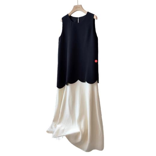 俏皮又贵气 2025天丝醋酸亚麻轻盈飘逸宽松版假两件式背心连衣裙 商品图4