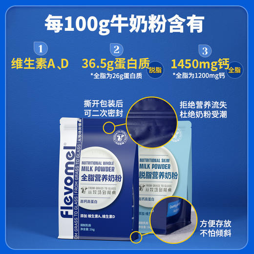 风车牧场 牛奶粉 高钙高蛋白脱脂 中老年儿童女士成人乳粉 商品图2
