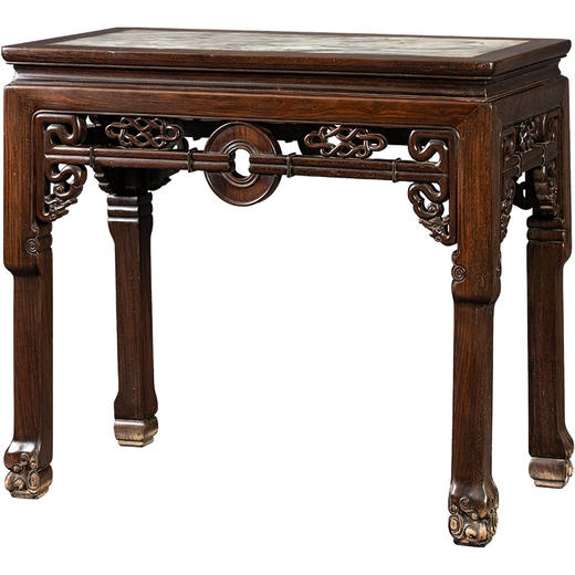 清	红木镶云石拱璧纹半桌 商品图5