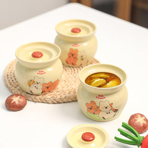 【kiki养生炖罐】陶瓷炖盅家用隔水炖汤盅带盖燕窝盅蒸蛋盅煨汤小号瓦罐 商品图2