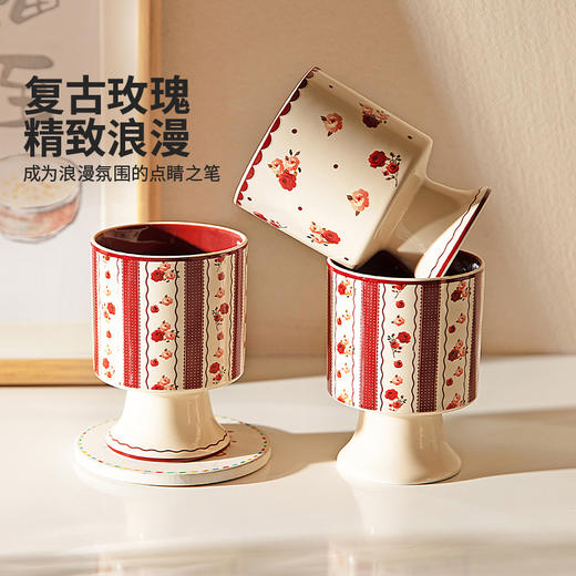 摩登主妇咖啡杯陶瓷杯高颜值精致家用水杯高脚杯拿铁杯办公室杯子 商品图1