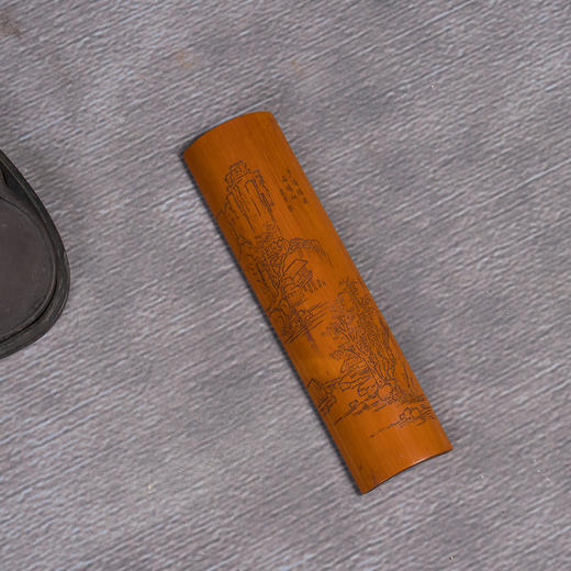 清	竹雕山水诗文臂搁 商品图2