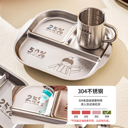 摩登主妇儿童餐盘304不锈钢宝宝分餐盘家用防摔餐具分格早餐盘子 商品图2