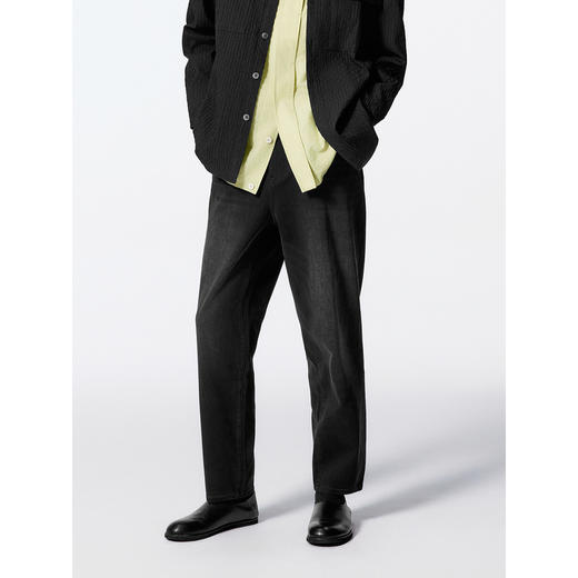 GXG男装   深灰水洗直筒锥形牛仔裤长裤 24年秋G24X053039 商品图2