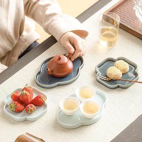 【陶瓷茶点盘多款】陶瓷迷你糕点碟复古精致水果盘味碟茶室禅意茶点盘防烫茶杯垫杯托