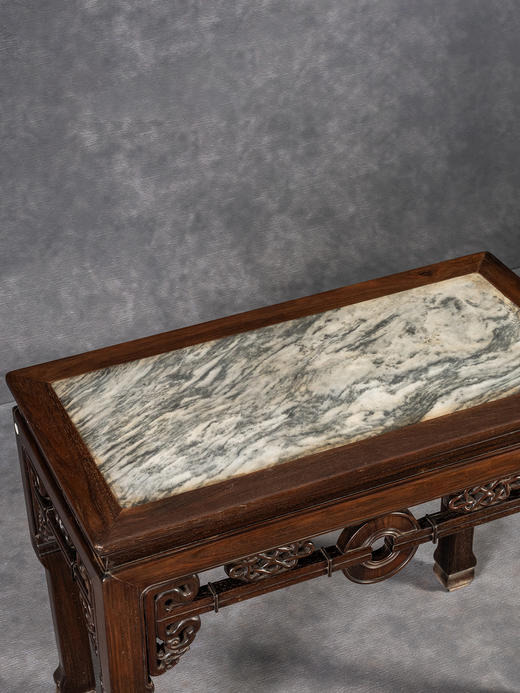 清	红木镶云石拱璧纹半桌 商品图3