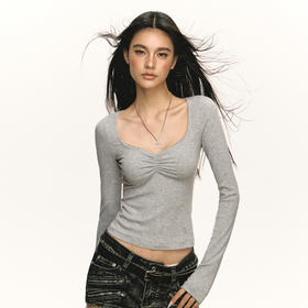 Ariseism 美式复古长袖T恤女2025春秋新款内搭上衣修身打底衫