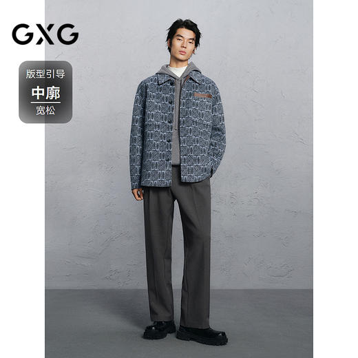 GXG男装 蓝咖色皮标通勤短款大衣 冬季热卖G24X064006 商品图1