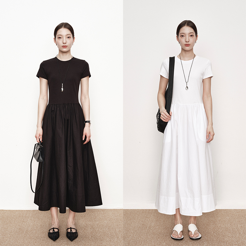 UMILAB｜歌谣*无龄感穿搭 100%精梳水洗棉 松紧腰显瘦连衣裙D811W