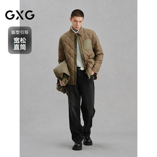 GXG男装 宽松直筒牛仔裤肌理通勤长裤 24年冬G24X054060 商品图1