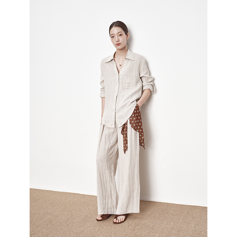 UMILAB｜风竹*静奢亚麻系列 法国雨露麻呼吸感老钱衬衫/长裤E238W