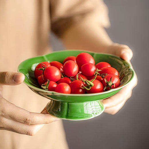 【高脚海浪六瓣盘】中式禅意茶点盘高脚点心盘家用陶瓷干果坚果托盘精致水果盘子 商品图6