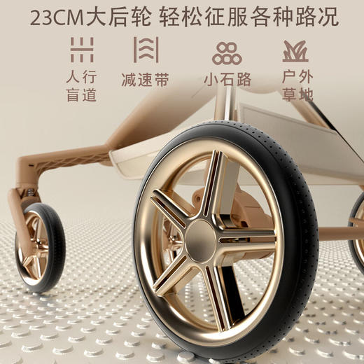 【5F】 英氏  德拉玛（DELAMA）Q2遛娃神器婴儿推车高景观婴儿车可坐可躺换向轻便折叠宝宝溜娃车 Q2美拉德PLUS（加大轮版） 商品图9