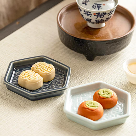【陶瓷茶点盘小碟组合装】中式复古点心盘水果零食托盘家用客厅茶几茶点糕点盘禅意 商品图4