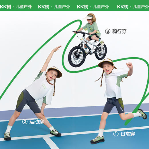 KK树儿童骑行裤男童女孩运动裤夏季薄款速干短裤高弹透气2025新款小叶片双色骑行裤 商品图4