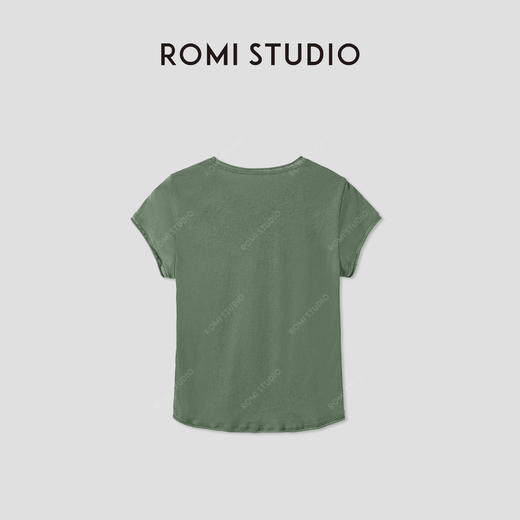 ROMI STUDIO“简约复古”雪花棉轻薄柔感圆领针织短袖T恤RWCRS94140 商品图1