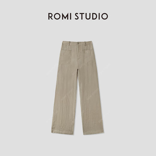ROMI STUDIO“质感亚麻”100%亚麻轻薄后松紧腰直筒长裤 RWCRXY3626 商品图0