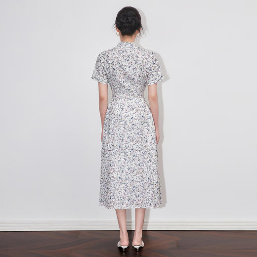 「高货wl」全新升级【铂金会员367/天猫499/差价132】(10907)洛诗琳法式蝴蝶印花连衣裙2025夏季优雅收腰显瘦衬衫裙女 商品图1