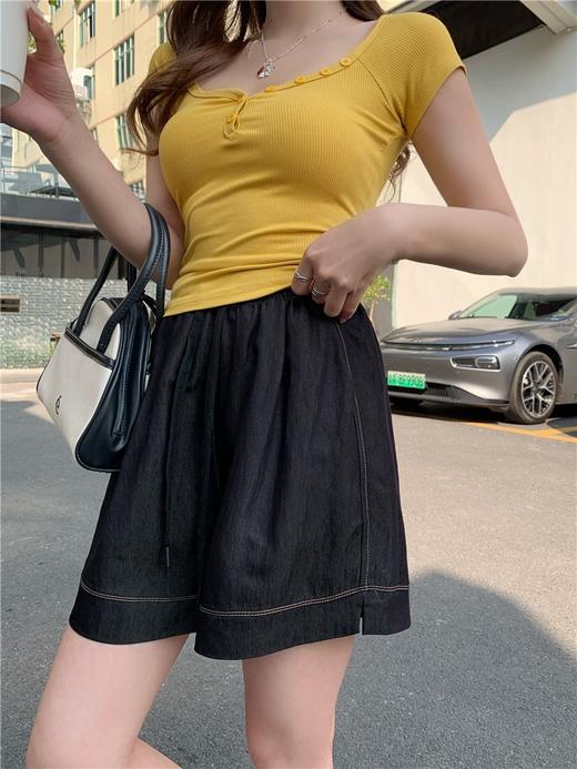 【YW】无忧购“清仓大促”韩系复古简约百搭A字阔腿休闲短裤8027# 商品图9